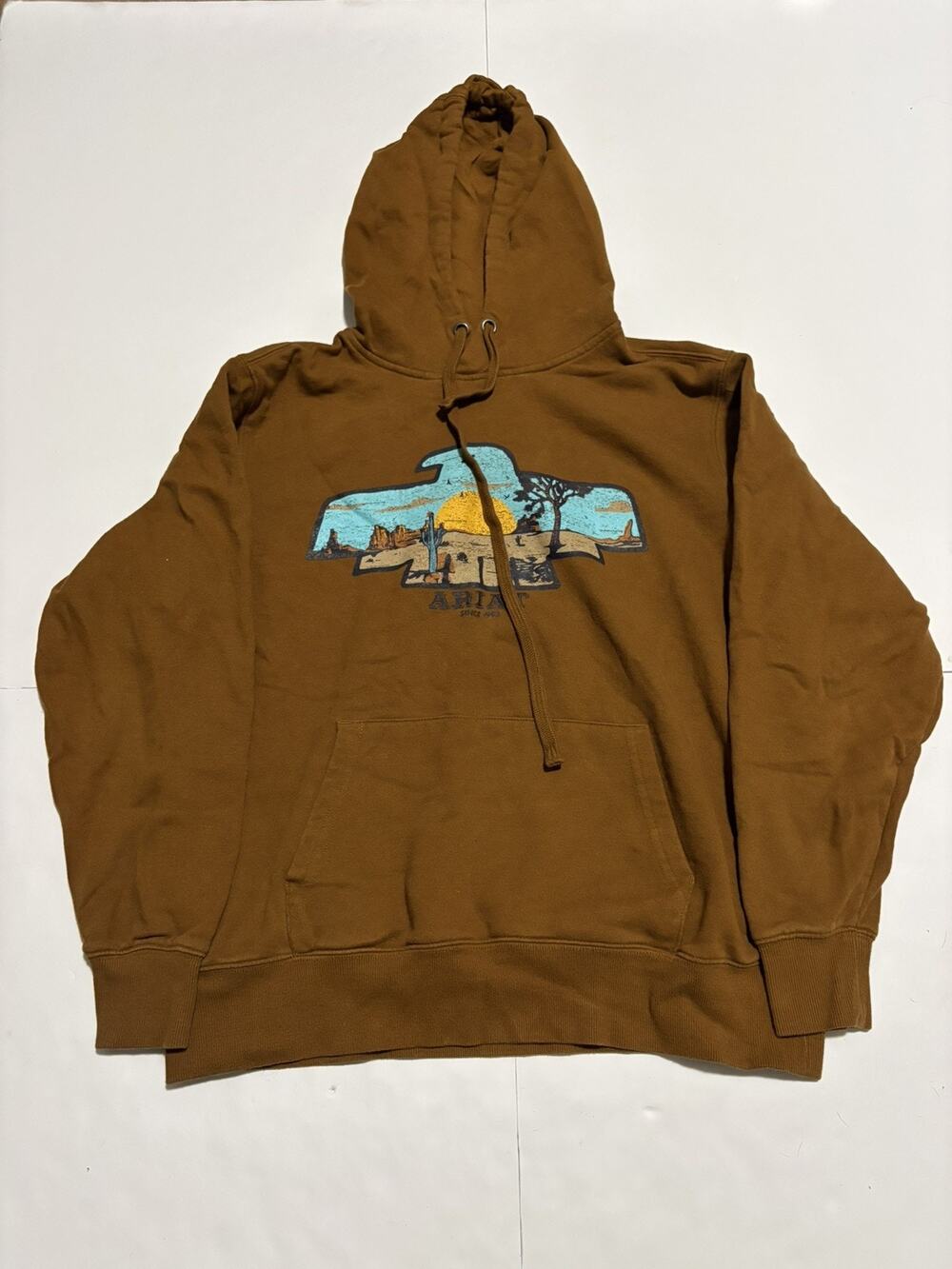 Ariat Women’s Large Thunderbird Desert Graphic Hoodie Brown Western Pullover